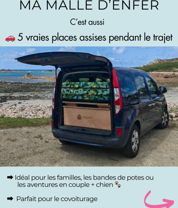 5 places assises Ma Malle d'Enfer - transformez votre voiture de tous les jours en mini camper - 5 places assises